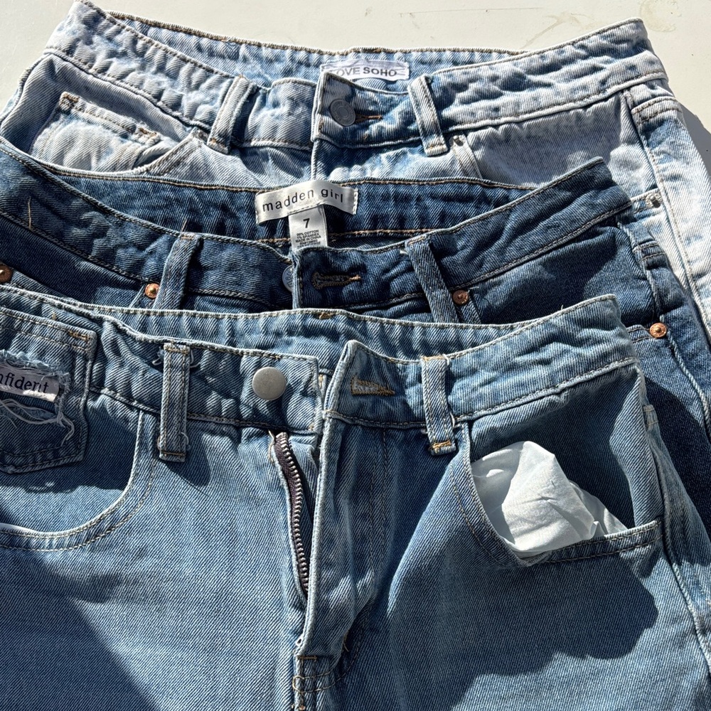 Madden Girl Trio of Light to Mid Blue Straight Jeans